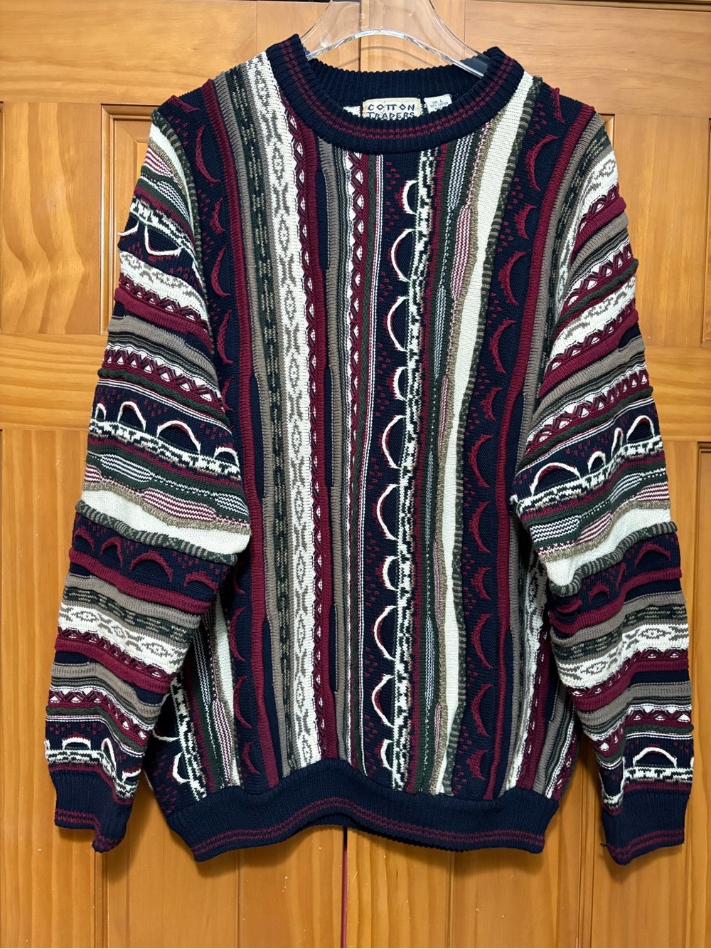 Cotton Traders Men's Coogi Style Multicolor Striped Crewneck Sweater Large EUC